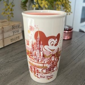 50th ANNIVERSARY NEW DISNEY WORLD STARBUCKS MAGIC KINGDOM CERAMIC TUMBLER